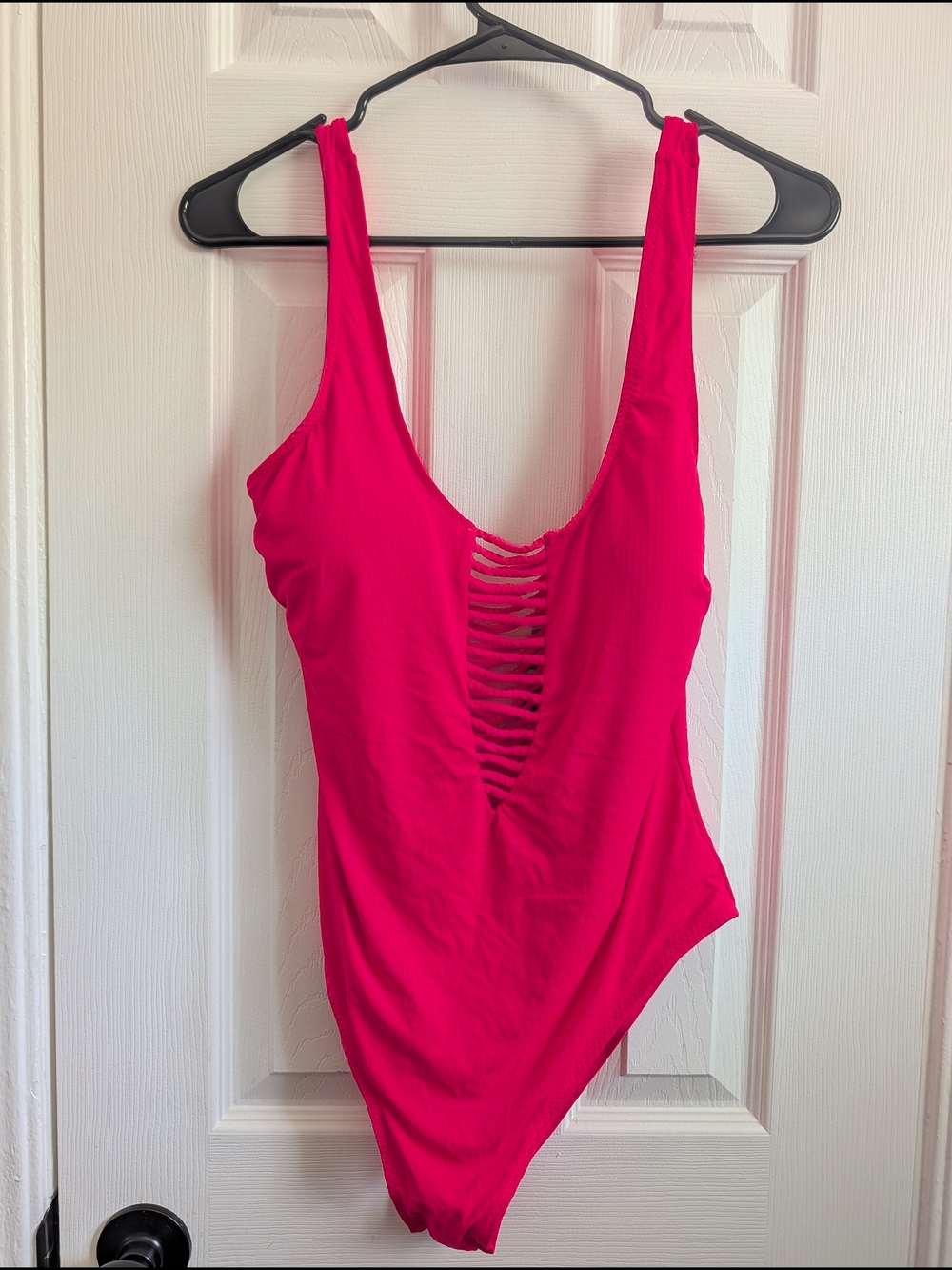 YMI Hot Pink One-Piece Swimsuit with Ladder Front